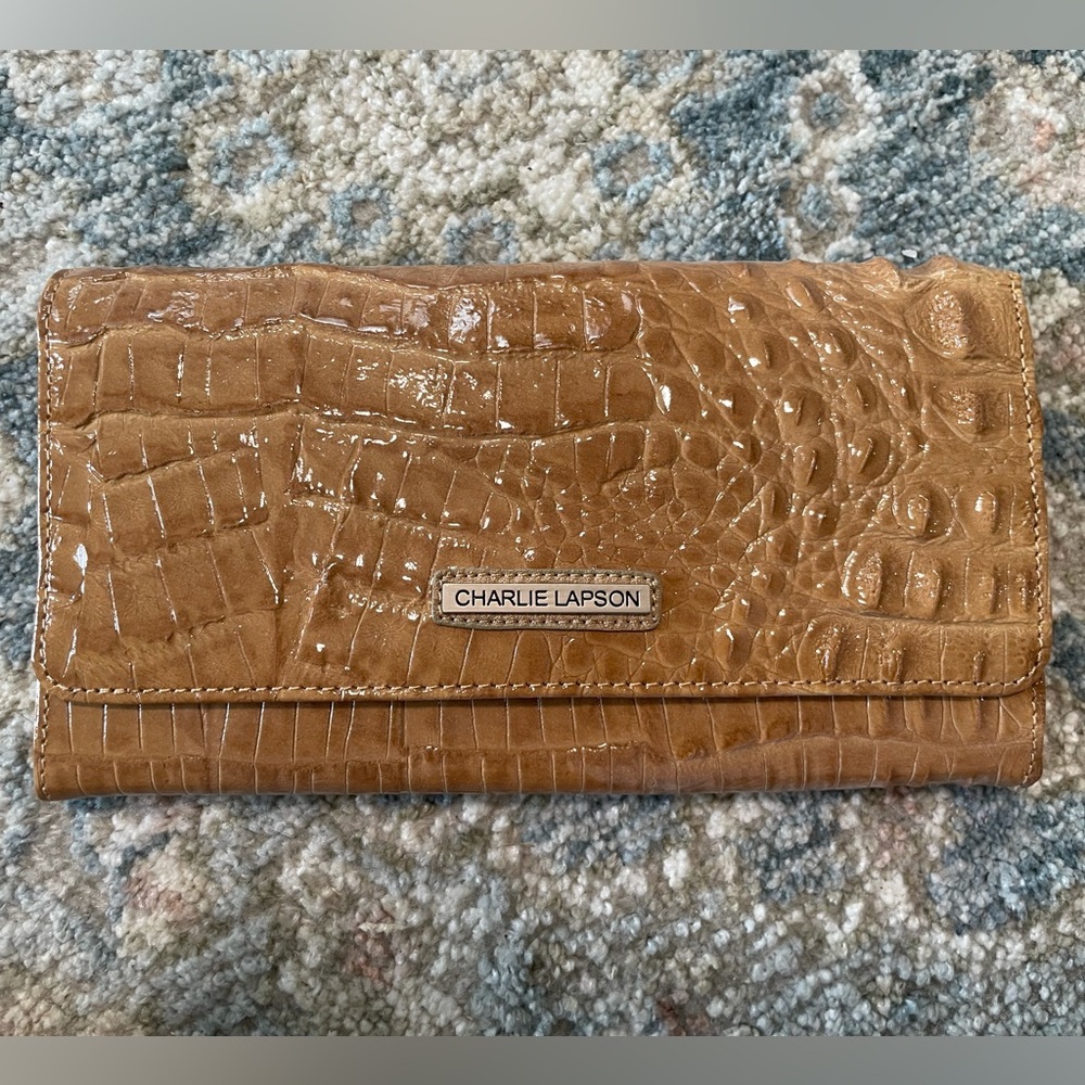 Vintage Leather Croc Desert Sand Wallet from Charlie Lapson